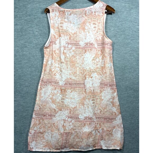 Terzo Millennio Womens Dress M 100% Linen Sleeveless Tunic Peach Floral - Picture 5 of 5